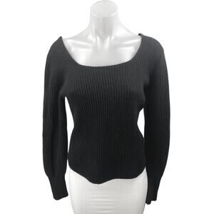 Madewell Women's Black Wool Cashmere Ribbed Knit Long Sleeve Sweater Top Size S